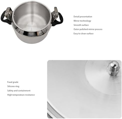 Pressure Canner, Pressure Cooker Easy to Open, Close, Fast Cooking, ExplosionProof, Safe, High Temperature Resistant, Durable for Home (3L)