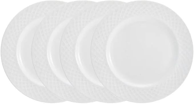 Mikasa Trellis Bone China 16-Piece Dinnerware Set, Service for 4, White Lightweight Porcelain with Textured Design, Chip-Resistant and Dishwasher Safe