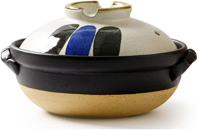 Japanese Ceramic Hot Pot Ceramic Stockpot Clay Cooking Pot Cookware Stovetop, Heat Resistant Casserole with Lid,Small Round Earthenware Clay Pot,Rice Cooker for Stew Soup Noodles,0.6l
