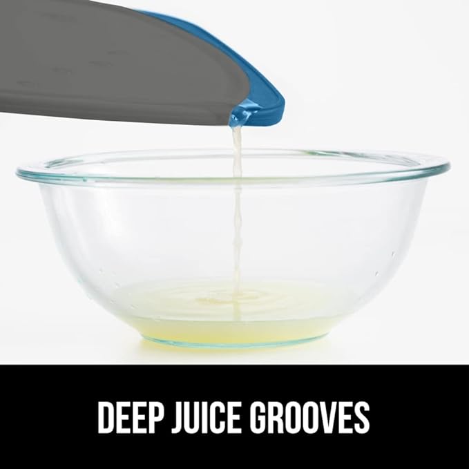 GORILLA GRIP BPA-Free Reversible Kitchen Cutting Board Set of 3, US Designed, Nonporous, Juice Grooves Catch Liquid, Slip Resistant Border, Dishwasher Safe, Durable Food Chopping Boards, Blue Gray