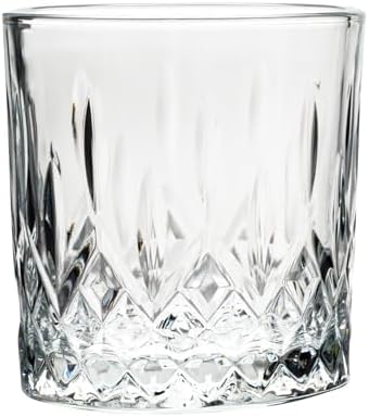 Vikko Whiskey Glasses, Set of 12 Old Fashioned Glasses, Crystal Style Glass Tumblers, 11.25 Ounce Capacity, Elegant Design, Dishwasher Safe