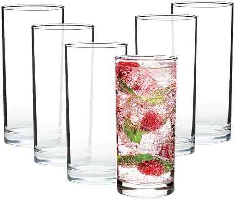 Vikko Water Glasses, Set of 6 Drinking Glasses, Thick and Durable Tumbler, 10 Ounce Tall Kitchen Glasses, Dishwasher Safe Highball Glass Tumbler, Heavy Duty Cups