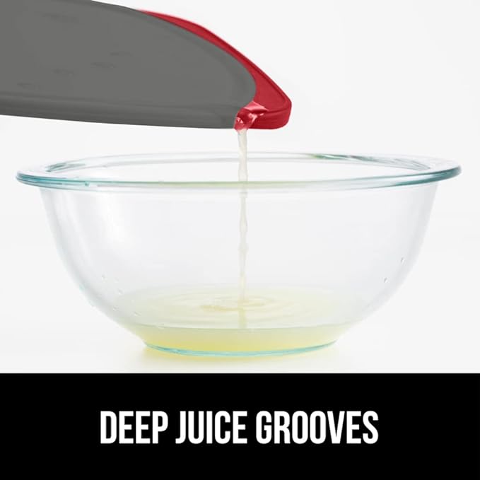 GORILLA GRIP BPA-Free Reversible Kitchen Cutting Board Set of 3, US Designed, Nonporous, Juice Grooves Catch Liquid, Slip Resistant Border, Dishwasher Safe, Durable Large Food Chopping Boards Red Gray
