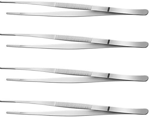 Yaomiao 4 Packs Bar Tweezers 8 Inch Long Garnish Tongs Stainless Steel Korean Bar Tongs for Bartender Cocktail Cooking Food