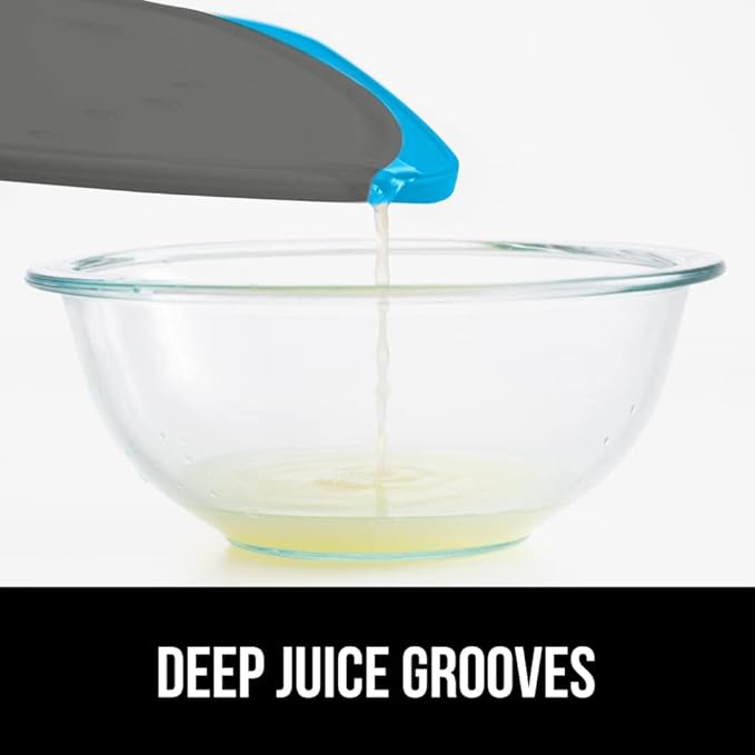GORILLA GRIP BPA-Free Reversible Kitchen Cutting Board Set of 3, US Designed, Nonporous, Juice Grooves Catch Liquid, Slip Resistant Border, Dishwasher Safe, Durable Food Chopping Boards, Aqua Gray