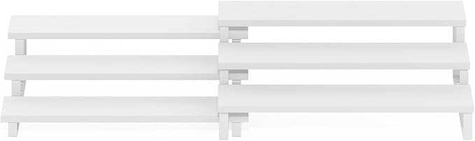 Furinno Ravel 3-Tier Multipurpose Expandable, Nestable Kitchen Counter Spice Rack Organizer, Set of 2, White/White
