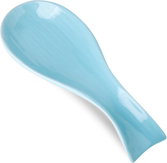 Ceramic Spoon Holder for Stove Top, Large Cooking Spoon Rest for Kitchen Counter, Hasense 8.7 Inch Utensil Rest for Spatula, Ladle and Tong, Microwave Safe, Teal