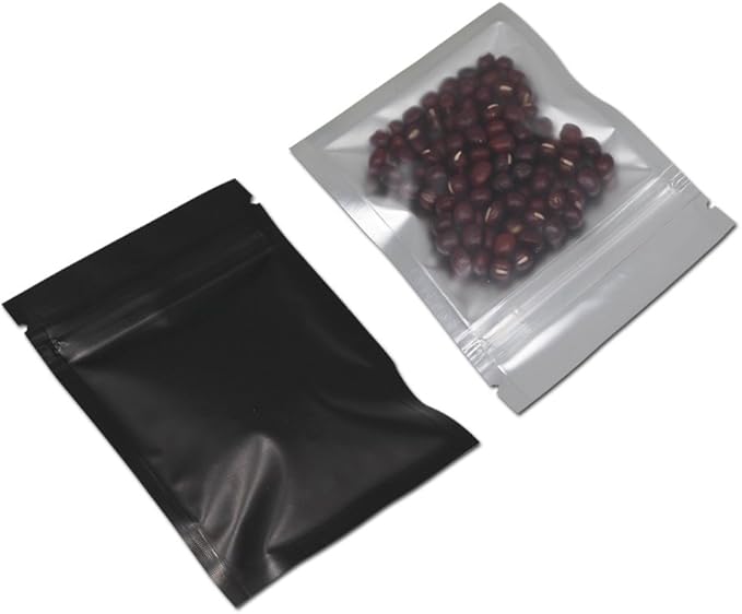 PABCK 200 Pack Resealable Zipper Lock Food Storage Bags for Zip Heat Seal Lock Coffee Foil Pouch Self Sealing Candy Storage Supplies 7.5x10cm (2.9x3.9 inch)