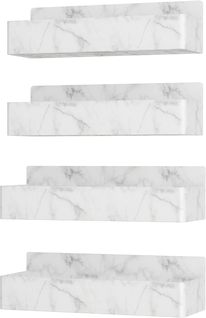 Magnetic Spice Rack for Refrigerator, Kitchen Organizer and Storage Shelf, Marble(4 Pack)