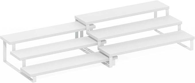 Furinno Ravel 3-Tier Multipurpose Expandable, Nestable Kitchen Counter Spice Rack Organizer, Set of 2, White/White