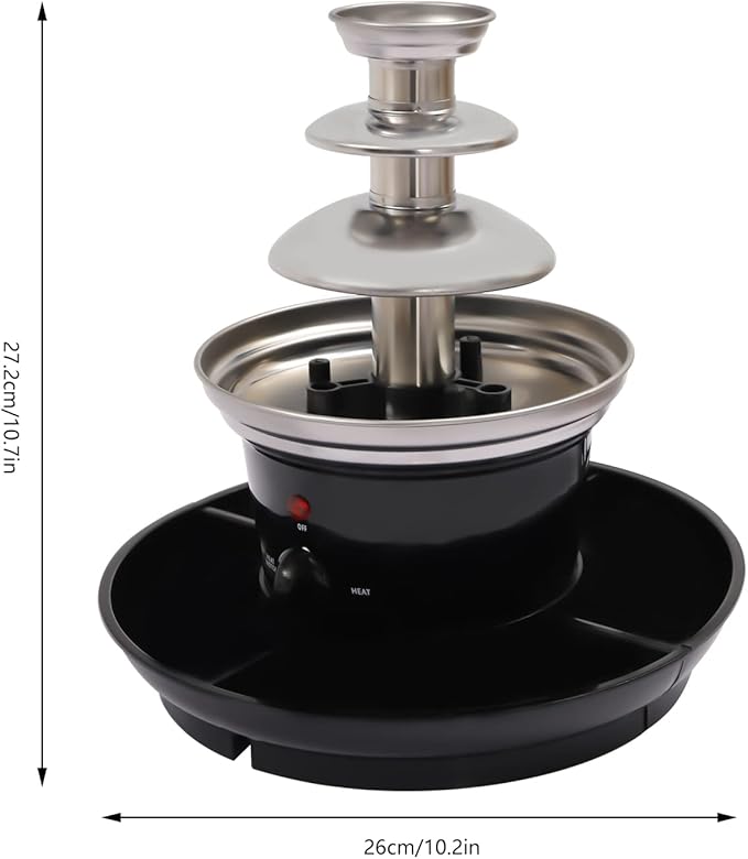 "Classic" Chocolate for Chocolate Fountain, 3 Tier Heated Chocolate Melts Dark Dipping Chocolate Electric Fondue Machine for Party, Wedding, Events (3 Tier Black Chocolate Fountain)