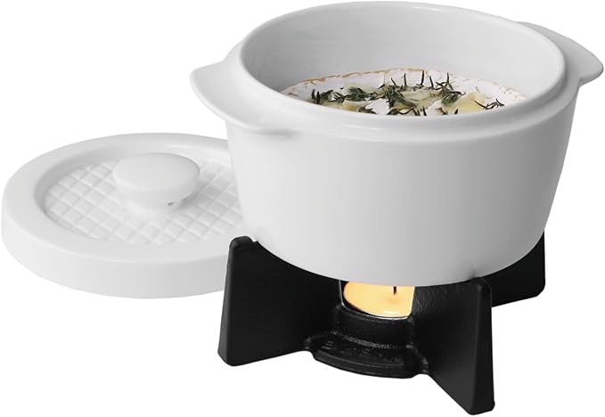BOSKA Cheese baker - Brie Baker with Lid - Queso Warmer for Brie Cheese bites - Tea Light Candle keep Anything you make Warm - Handy Size & Microwave-safe