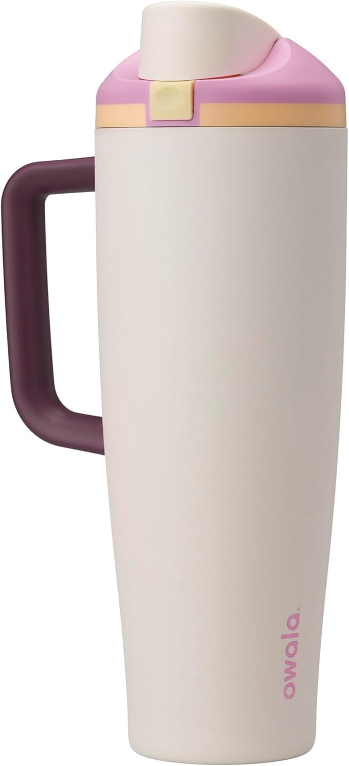 Owala FreeSip Tumbler Insulated Stainless Steel Water Bottle with Built-in Straw and Side Handle, For Travel, Work, School, and Sports, 40oz, BPA Free, Leak Proof, Daybreak