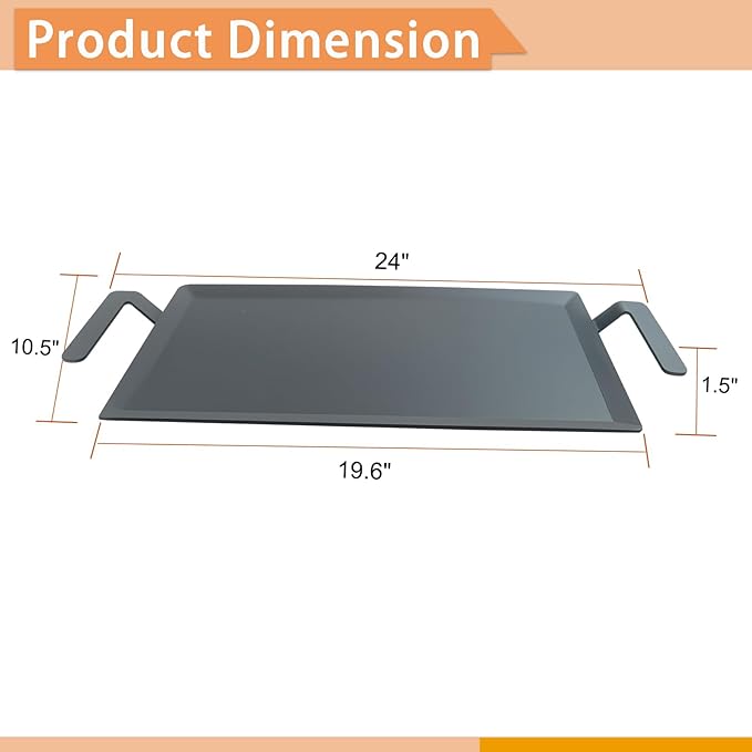 Carbon Steel Griddle, Large Premium Cooking Griddle, Professional Cookware Replacement for Made In Cookware, 24" x 10 1/2"