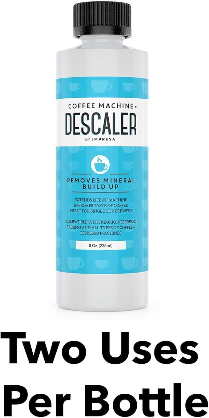 IMPRESA Coffee Machine Descaler (2 Uses Per Bottle) - Made in the USA - Universal Descaling Solution, Compatible with Nespresso, Delonghi and All Single Use Coffee and Espresso Machines