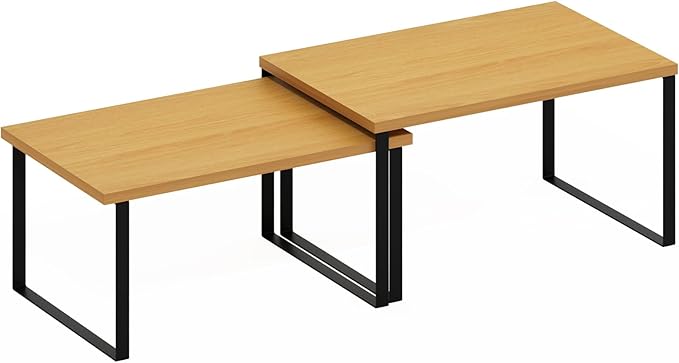 Furinno Ravel Multipurpose Expandable, Stackable Kitchen Counter Shelves, Set of 2, Beech/Black