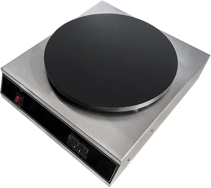 Commercial Electric Crepe Maker, 16" Non-Stick 2000W Crepe Machine Adjustable Temperature Control, Thickened Cast Iron Cooking Surface Pancakes Maker Griddle with Handle