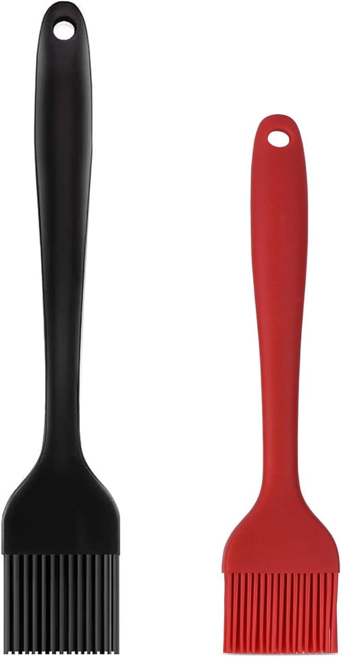 Silicone Basting Pastry Brush Set 2 Pack Heat Resistant Spread Oil Butter Sauce for BBQ Grill Barbeque Kitchen Baking Cooking Pastries, 1 Large & 1 Small
