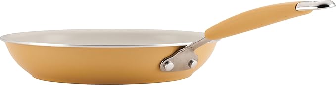 Rachael Ray Cucina Ceramic Cookware Set - 13 Pieces - Ceramic Pots and Pans Set w/Nonstick Frying Pans, Saute Pan, Saucepans, Stockpot, Lids, Pan Protectors & Cooking Utensils - Turmeric