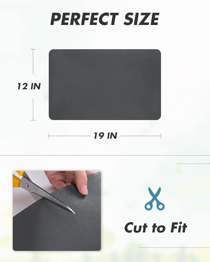 AMOAMI Dish Drying Mat for Kitchen Counter-Coffee Mat Bar Accessories, Hide Stain, Rubber Backed, Absorbent, Fit Under Coffee Maker, Espresso Machine, Pot, Dish Rack, 12"x19", Dark Grey