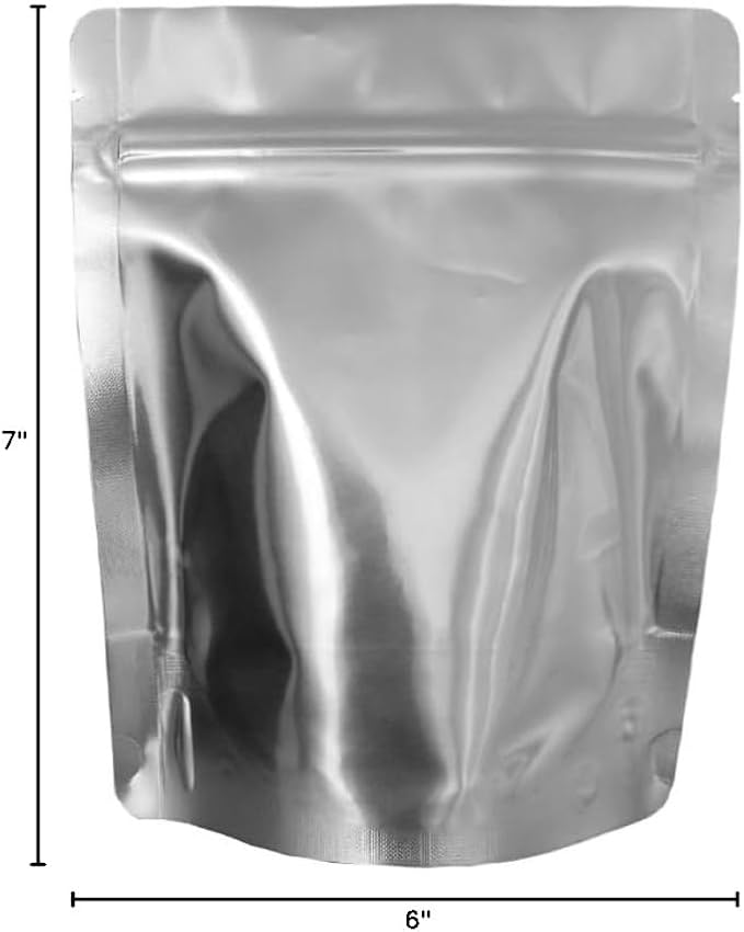 7 Mil - Pint Seal-Top Stand Up Mylar Bags - 100cc Oxygen Absorbers - Heat Seal - Long-Term Food Storage - 100 Pack