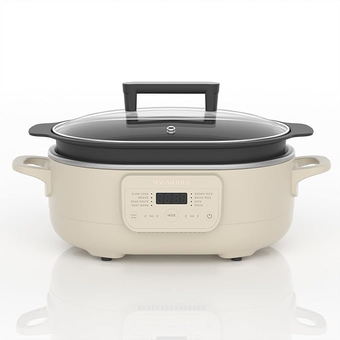 6 Quart Multi-Cooker, with 8-in-1 Casserole Programmable Slow Cooker, Dutch Oven, Pasta, Nonstick, Oven Safe Pot to 500°F Oatmeal Oatmeal