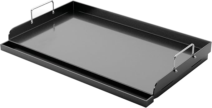 Utheer 25" x 16" Nano-Ceramic Nonstick Griddle for Gas & Charcoal Grills – Universal Flat Top with Grease Groove, Reinforced Ridges & High Sidewalls, Perfect for Healthy Cooking, Parties & Camping