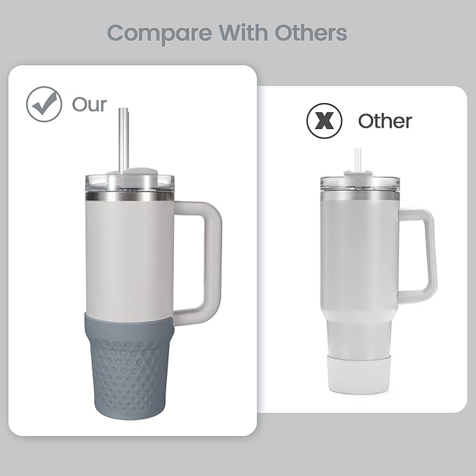 Silicone Boot for Stanley, Cup Bottom Protector Sleeve Accessories for Stanley Quencher H2.0 FlowState Tumbler 20oz/30oz/Stanley Adventure Quencher Tumbler 24oz (Gray)