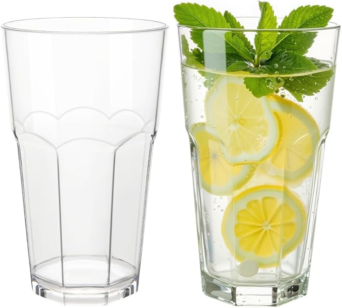 MICHLEY Unbreakable Drinking Glasses Set of 2, 12oz Tritan Plastic Highball Glass, Tumbler Glassware for Water Beer Juice