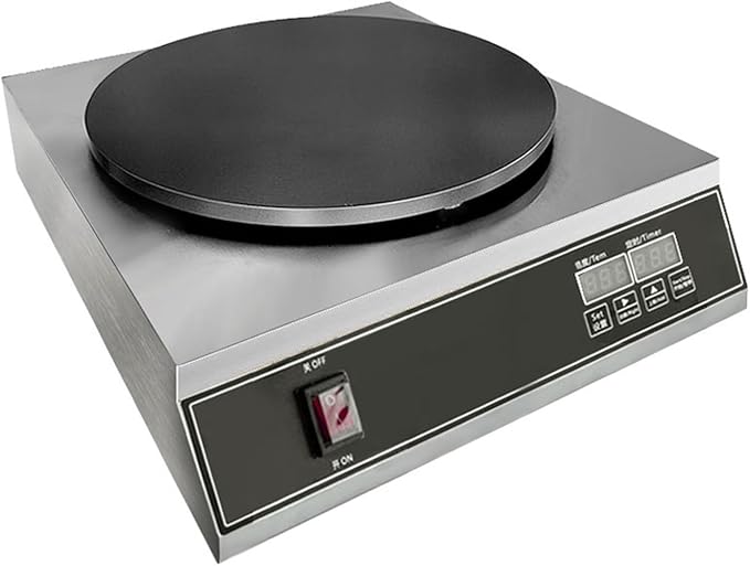 Commercial Electric Crepe Maker, 16" Non-Stick 2000W Crepe Machine Adjustable Temperature Control, Thickened Cast Iron Cooking Surface Pancakes Maker Griddle with Handle