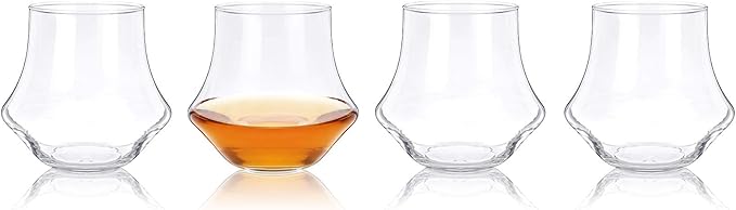 True Whiskey Glasses for Men and Women, Top-notch Bourbon Scotch Whiskey Cups Set, Bar Glassware Drinking Glasses Set of 4, 12 oz