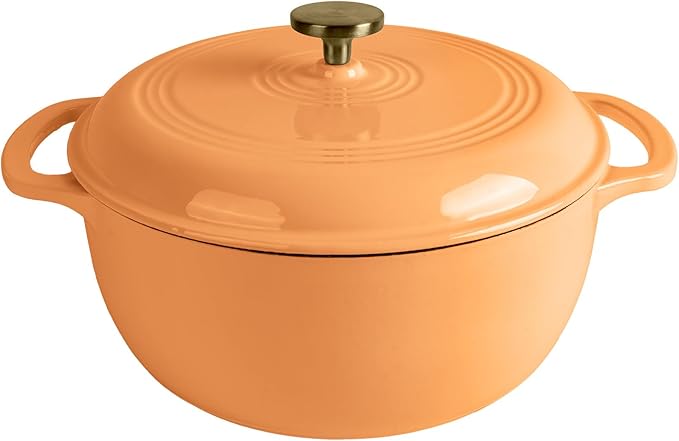5.5 Quart Enameled Cast Iron Dutch Oven with Lid – Heavy-Duty Cookware for Bread, Braising, and Stews – Dual Handles, Oven Safe to 500°F – Ideal for Stovetop & Oven Cooking (Orange, 5.5QT)