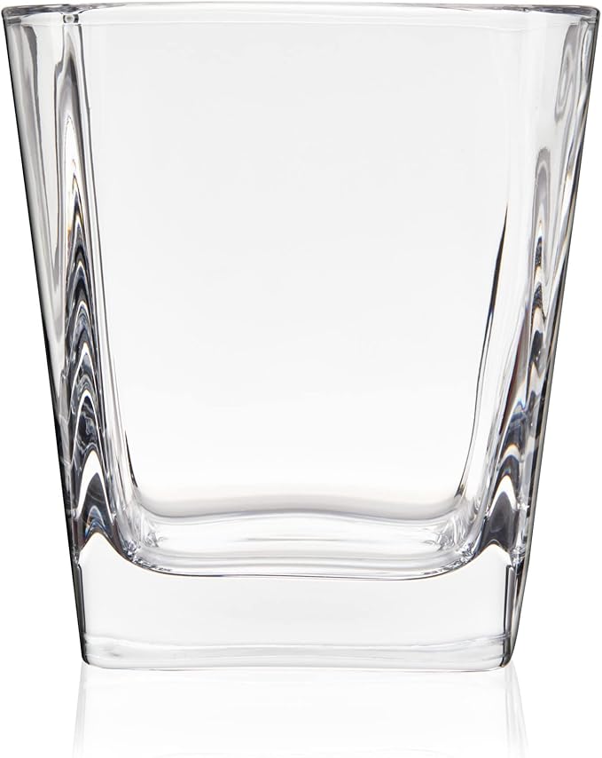TRUE Square Rocks Glass, Old Fashioned Whiskey Glasses, Superb Drinking Cups for Cocktail Party, Home Bar, Bartender Accessories, Set of 4, 10 oz