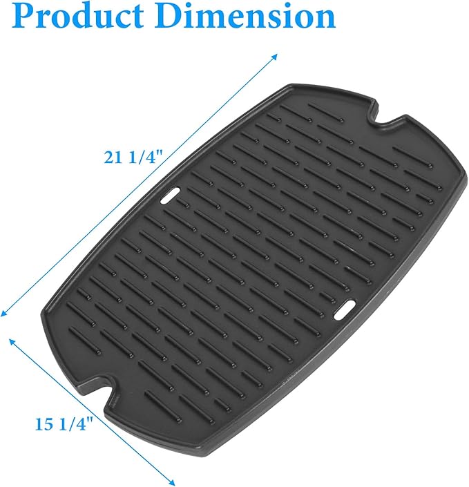 7583 Griddle for Weber Q200, Q220, Q2000, Q2400 Q2000N Gas Grills, 396000 396001 566001 566002 566014, BBQ Accessories for Weber Q200 Series Grill, Cast Iron,1 Pack