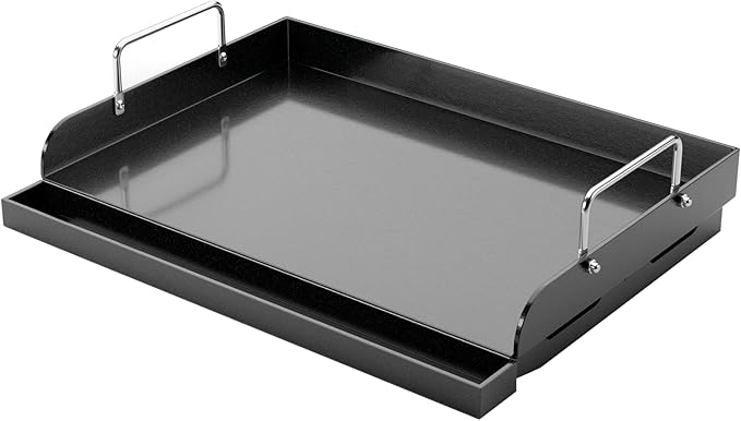 Utheer 17" x 13" Nano-Ceramic Nonstick Griddle for Gas & Charcoal Grills – Universal Flat Top Griddle with Grease Groove/Reinforced Ridges/High Sidewalls, Perfect for Healthy Cooking,Parties & Camping