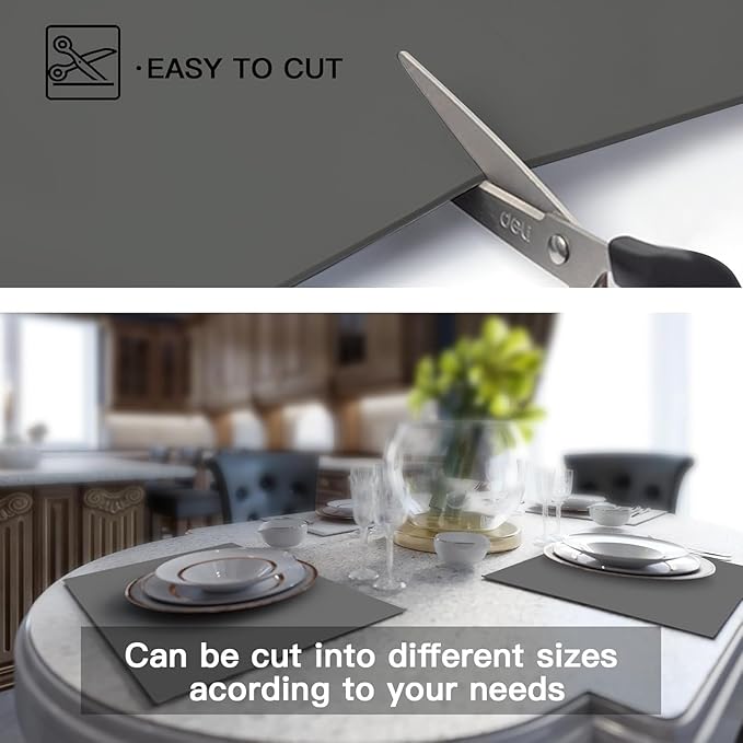 Largest Silicone Mats for Kitchen Counter, 120" x 24" Extra Large Heat Resistant Counter Mat, Kitchen Island Waterproof Thicken Non-slip Countertop Protector Mat, Multipurpose Mats, Black