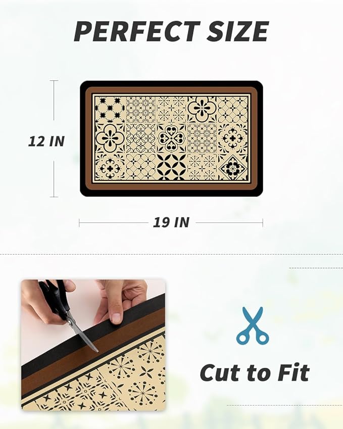 AMOAMI Coffee Mat - Hide Stain Rubber Backed Absorbent Dish Drying Mat for Kitchen Counter - Fits Under Coffee Maker - Khaki 12X19