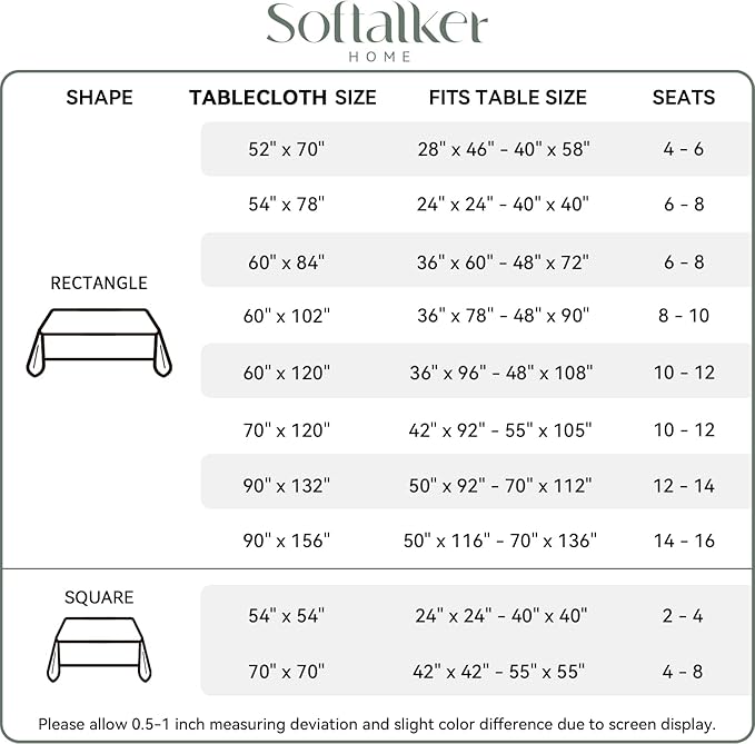 Softalker Rectangle Tablecloth, Waterproof & Stain Resistant Table Cloths Wrinkle Free Fabric Washable 210GSM Polyester Table Cover for Dining/Party/Outdoor - 52 x 70 inch,Orange