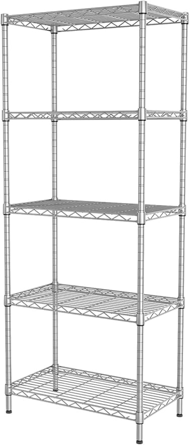 SINGAYE Shelf Wire Shelving Adjustable Storage Shelves Rack Standing Units for Kitchen Closet Laundry Bathroom Organizers Metal Pantry Narrow Mesh Gaps 12" D x 22" W x 59" H Gray