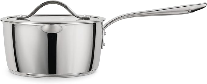 Tramontina Tempo Tri-Ply Base Stainless Steel 3-Quart Sauce Pan with Glass Lid, Induction-Ready Saucepan, Oven-Safe, Dishwasher-Safe