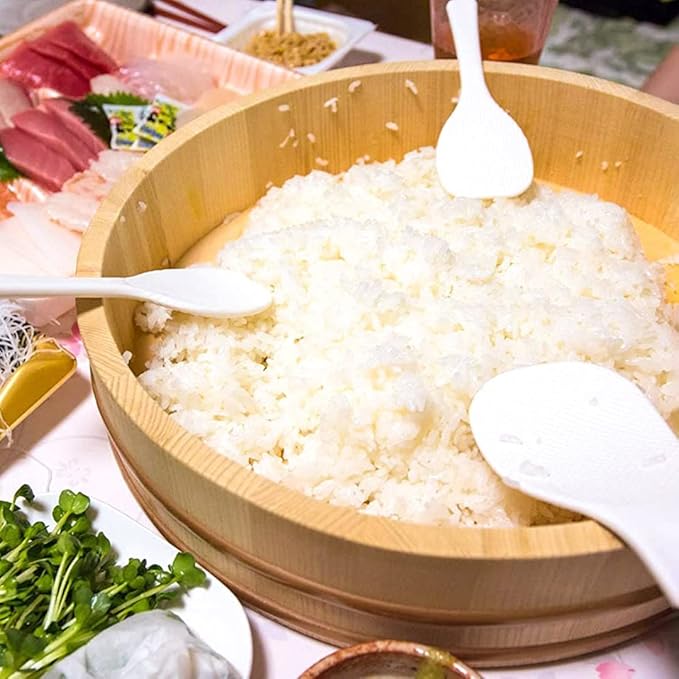 TIKUSAN Wooden Hangiri Sushi Rice Mixing Tub PP Band with Lid Made in Japan Made of Momi Fir Sushi Rice Bowl Sushi Oke (13" (33cm))