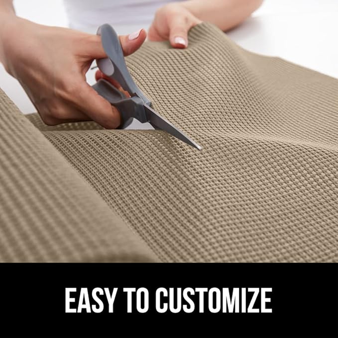 GORILLA GRIP powerGRIP Drawer Shelf and Cabinet Liner, Thick Strong Hold, Non-Adhesive Liners Protect Kitchen Cabinets and Cupboard, Bathroom Drawers, Easy Install, Breathable Mat, 20" x20', Beige