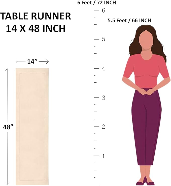 Solino Home Red Hemstitch Table Runner 48 Inches - Cotton Linen Small Table Runner 14 x 48 Inch Ideal for Dresser and Coffee Tables - Summer, Fall, Autumn, Halloween