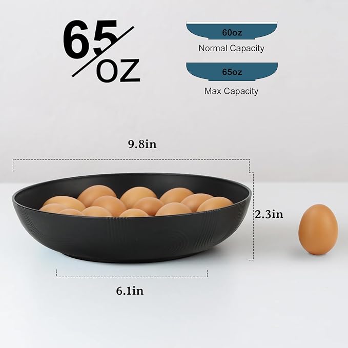 10inch Wheat Straw Big Bowls Set of 6 - Large Salad Bowls 65oz - Unbreakable Serving Bowls Microwave & Dishwasher Safe for restaurant - Big Plastic Bowls for Cereal,Salad - Classic Series