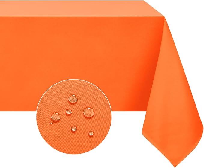 Softalker Rectangle Tablecloth, Waterproof & Stain Resistant Table Cloths Wrinkle Free Fabric Washable 210GSM Polyester Table Cover for Dining/Party/Outdoor - 52 x 70 inch,Orange