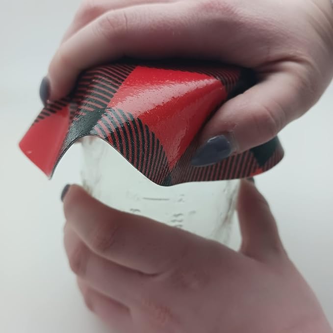 Andreas Silicone JO-438 Non-Slip 6.25" Jar Opener, Easy Lid Opener, Made with Silicone and Fabric, Dishwasher Safe, Garlic Peeler, Black & Red Buffalo Plaid, 6.25 inch