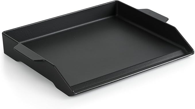 Onlyfire Universal Cast Iron Cooking Griddle, Nonstick Coating Griddle Flat Top Grill Plate with Extra High Sidewalls for Charcoal, Gas Grills and Range Oven, 18.5" × 14"