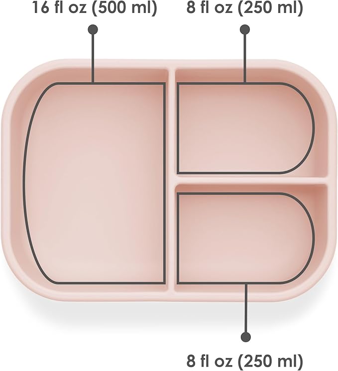 Ali+Oli Silicone Bento Box (Blush) Lunch Box for Kids, Toddlers, Preschoolers & Adults | BPA-Free and Spill-Proof | Ideal for School, and On-the-Go Meals| Perfect for Lunch, Snacks, and Meals