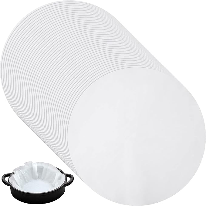 Round Parchment Paper 20 Inches Dutch Oven Liners Disposable White Baking Paper for Cake Pan, Air Fryer, Steamer, BBQ Party, Cakes, Pizza, Meats and Vegetables (40 Pieces)