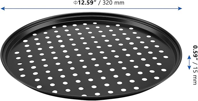 MANCHAP 6 Pack 12.5 Inch Black Pizza Pan with Holes, 32cm Perforated Carbon Steel Pizza Baking Pan, Round Nonstick Pizza Tray for Baking, Kitchen